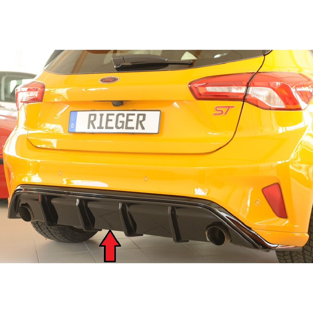 Rieger Heckeinsatz für Ford Focus 4 ST mit orig. Endrohr li/re, schwarz glanz